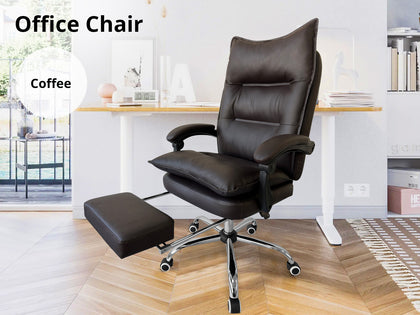 New Markus Office Chair with Footrest PU Coffee