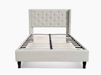 Lisbeth Fabric Double Bed Frame - Beige