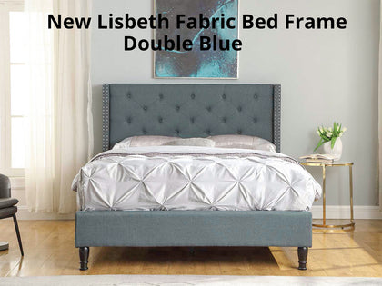 Lisbeth Fabric Double Bed Frame - Blue