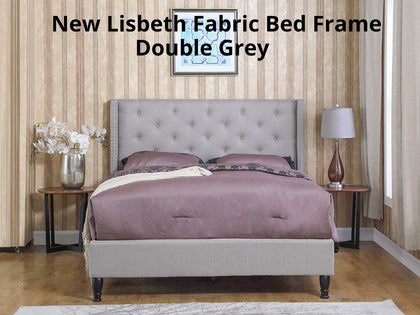 Lisbeth Fabric Double Bed Frame - Grey