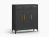 Lonna Steel Shoe Cabinet With Drawers Black