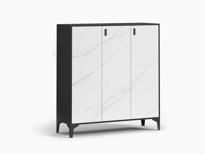 Lonna Steel Shoe Cabinet 3-Door White Marble