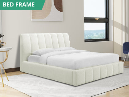 Resica Boucle Queen Bed Frame - Beige