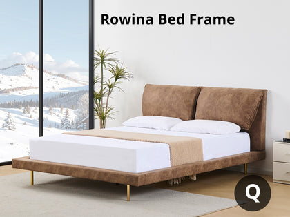 Rowina Bed Frame Queen PU Khaki