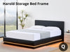 Harold Storage Queen Bed Frame with LED Light - PU Black