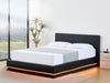 Harold Storage Queen Bed Frame with LED Light - PU Black