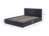 DS Harold Storage Queen Bed Frame with LED Light - PU Black