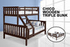 New Chico Wooden Triple Bunk Walnut