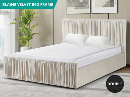 Blaine Double Bed Frame - Velvet Beige