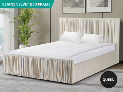 Blaine Queen Bed Frame - Velvet Beige