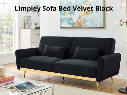 Limpley Sofa Bed Velvet Black