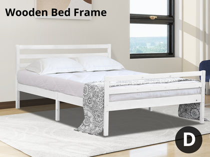 Canterbury Wooden Double Bed Frame - White