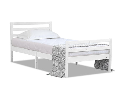 Wooden King Single Bed Frame - White