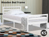 Wooden King Single Bed Frame - White