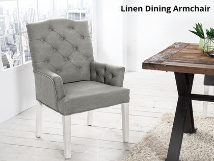 Linen Dining Armchair Grey