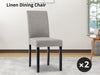 Linen Dining Chair x2 Grey+Black