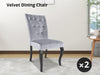 Velvet Dining Chair x2 Grey+Black