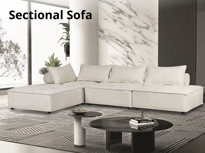 Hazel Sectional Sofa Velvet Cream