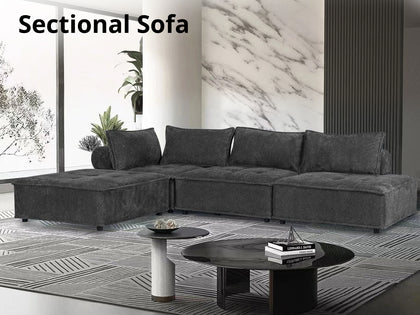 Hazel Sectional Sofa Velvet Dark Grey