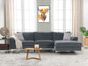 DS New Ronni Sectional Sofa with Right Chaise Velvet Dark Grey