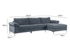 DS New Ronni Sectional Sofa with Right Chaise Velvet Dark Grey