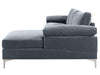 DS New Ronni Sectional Sofa with Right Chaise Velvet Dark Grey