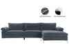 DS New Ronni Sectional Sofa with Right Chaise Velvet Dark Grey