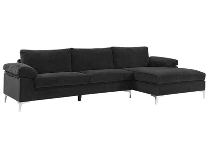 DS New Ronni Sectional Sofa with Right Chaise Velvet Black