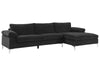 DS New Ronni Sectional Sofa with Right Chaise Velvet Black