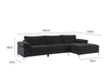 DS New Ronni Sectional Sofa with Right Chaise Velvet Black