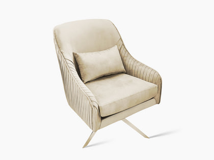 Leisure Swivel Chair 1640 Velvet Beige