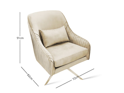 Leisure Swivel Chair 1640 Velvet Beige