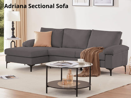 Adriana Sectional Sofa Linen Dark Grey