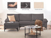 Adriana Sectional Sofa Linen Dark Grey