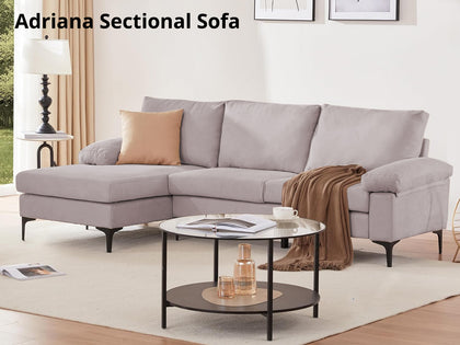 Adriana Sectional Sofa Linen Grey