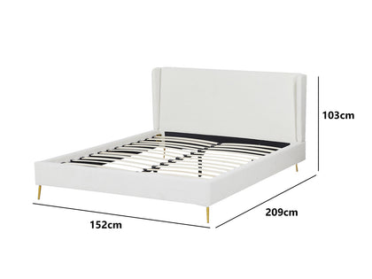 Santos Boucle Double Bed Frame - White