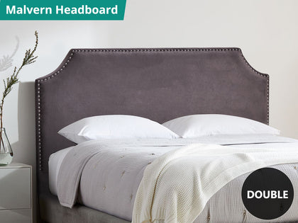 Malvern Headboard Double Velvet Dark Grey