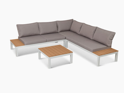 Nordik Corner Lounge White and Teak