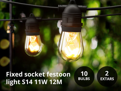 Fixed Socket Festoon Light S14 12M Tungsten