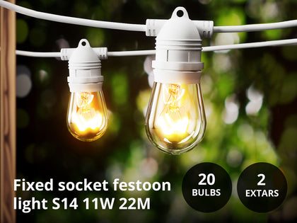 Fixed Socket Festoon Light S14 22M Tungsten White