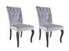 Velvet Dining Chair x2 Grey+Black