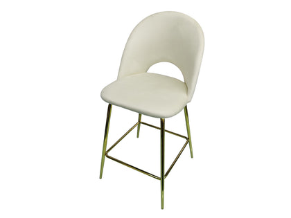 Bar Stool Velvet Covered White X 2