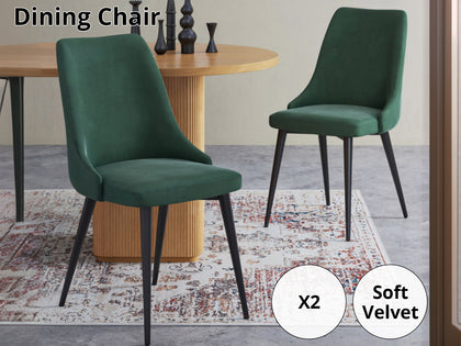 Dining Chair HCD Velvet Emerald Green X2