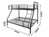 Triple Bunk Bed Black 36cm top guardrail