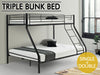 Triple Bunk Bed Black 36cm top guardrail