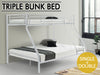 DS Triple Bunk Bed White 36cm top guardrail