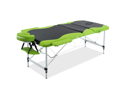 Massage Table Portable Aluminum 3-Fold Green+Black