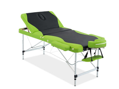 Massage Table Portable Aluminum 3-Fold Green+Black