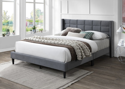 Neron Fabric King Bed Frame - Charcoal