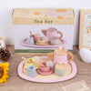 DS BS 12 Pcs Wooden Tea Cup Saucers Spoons Tray Set